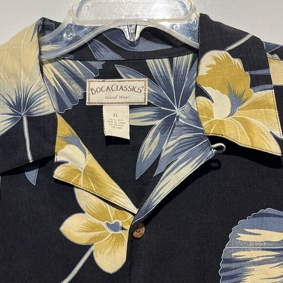 Boca Classics Men's Multicolor Hawaiian Silk Short Sleeve Button Up Shirt XL - Picture 5 of 8